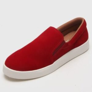 Tênis Slip Casual Sapatênis Bebecê Suede vermelho