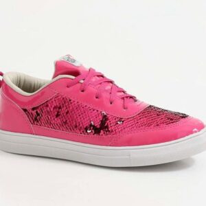 Tênis Feminino Casual Rosa com Paetês