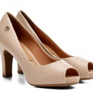 Sapato Peep Toe Feminino Salto Alto Fino Meia Pata 1840.300 Vizzano Bege