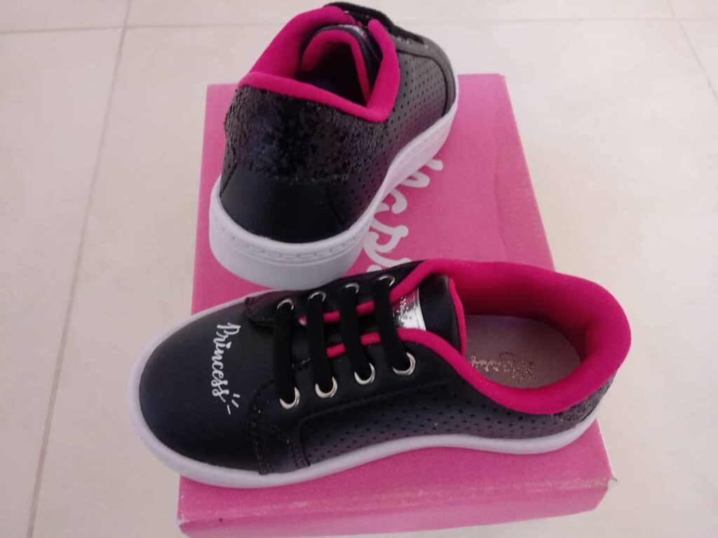 Tênis Infantil Feminino Preto e Rosa - Princess