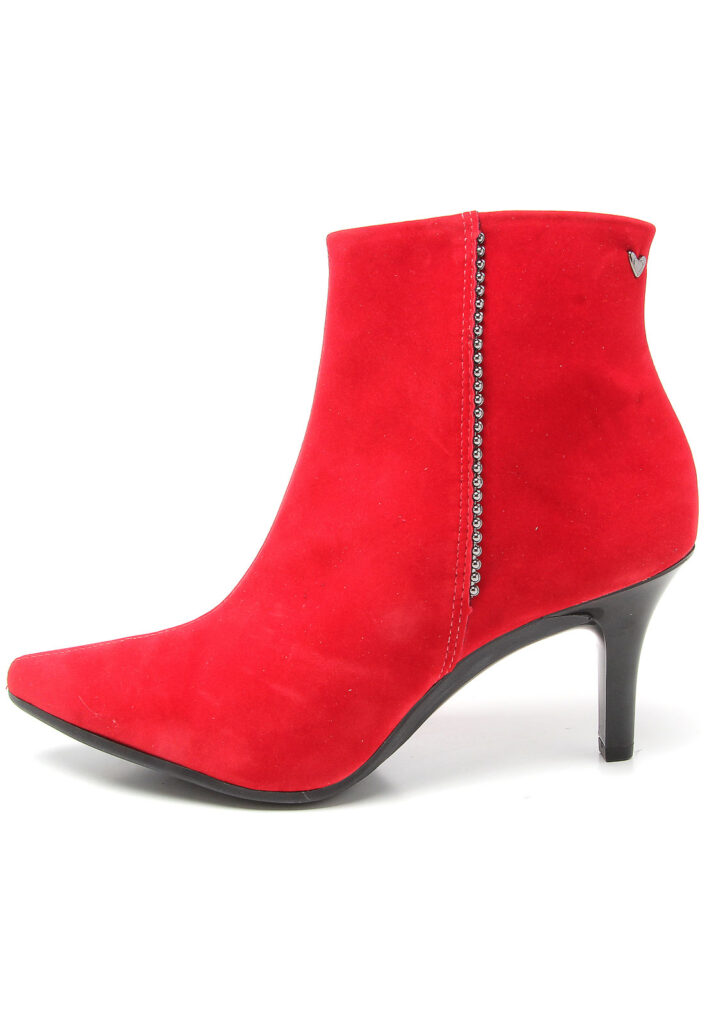 Bota Feminina Cano Curto Bico Fino Mississipi Vermelha