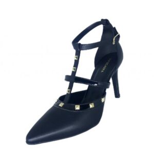 Sapato Scarpin Bico Fino Via Scarpa Preto com Spikes