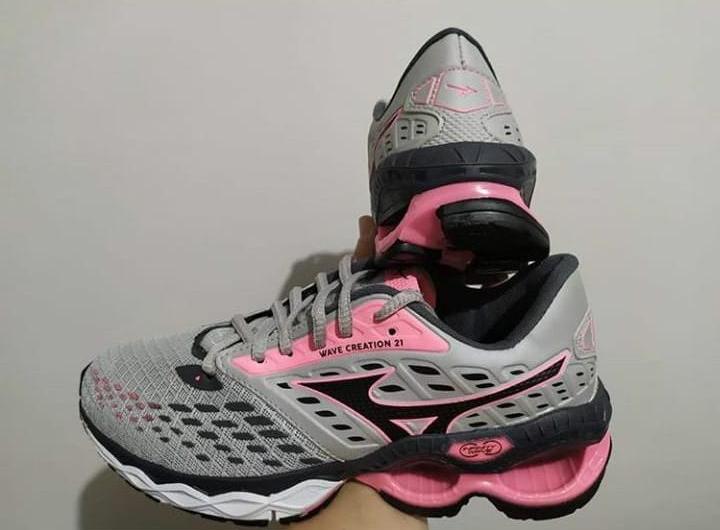 Tênis Mizuno Wave Creation 2.1 Cinza e Rosa